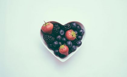 Heart shaped bowl with fruits